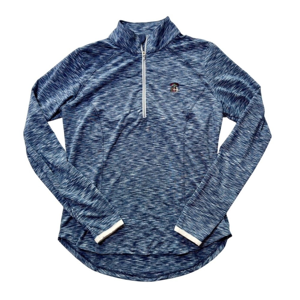 Zero Restriction Womens Blue Space Dye Quarter Zip Pullover Mesh Size‎ Medium